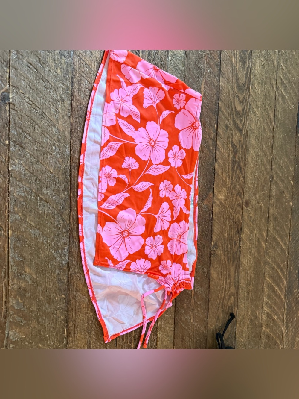 Women’s Bright Coral Floral Beach Cover-Up Skirt (Size M)